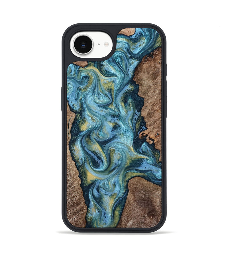 iPhone 17e Wood Phone Case - Chace (Teal & Gold, 817672)