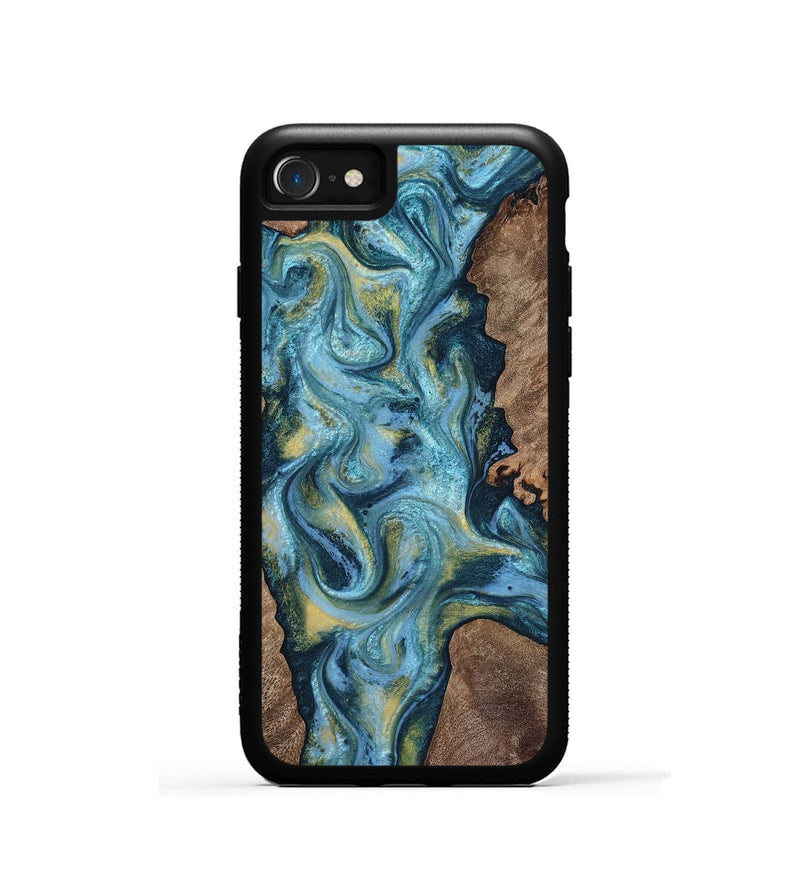 iPhone SE Wood Phone Case - Chace (Teal & Gold, 817672)
