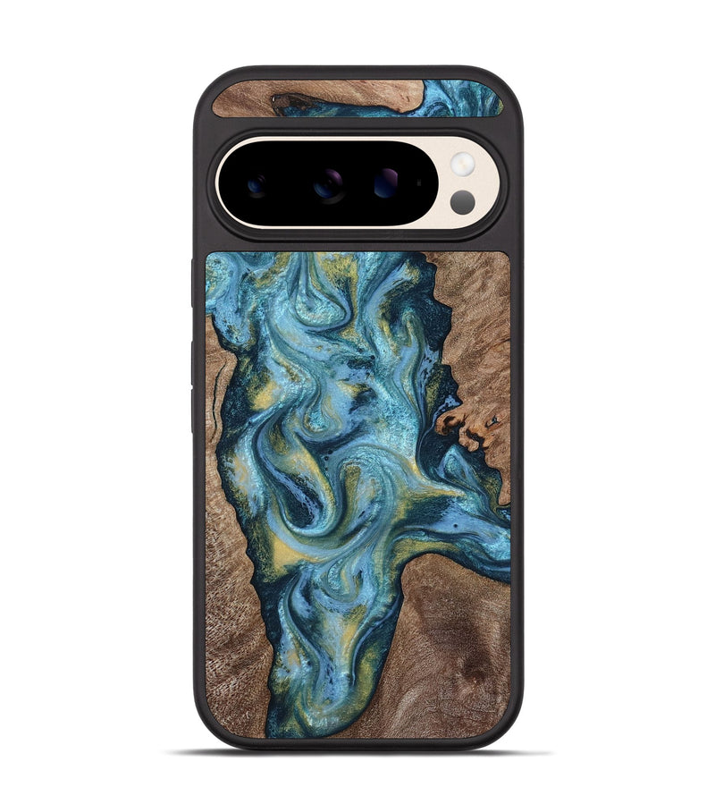 Pixel 10 Wood Phone Case - Chace (Teal & Gold, 817672)