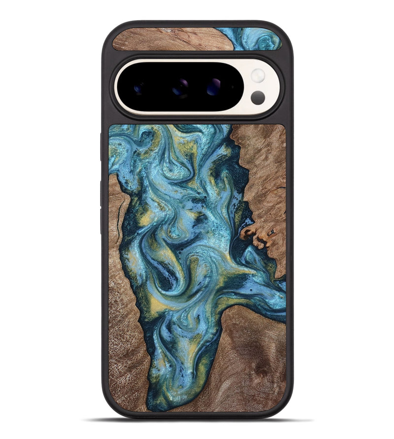 Pixel 9 Pro XL Wood Phone Case - Chace (Teal & Gold, 817672)