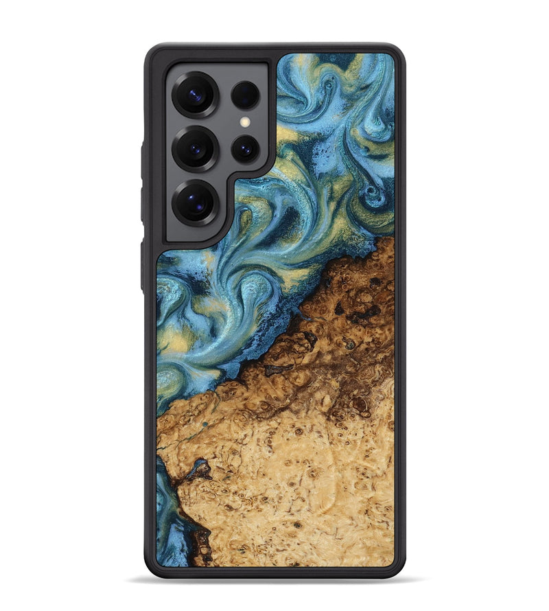 Galaxy S25 Ultra Wood Phone Case - Marlin (Teal & Gold, 817674)