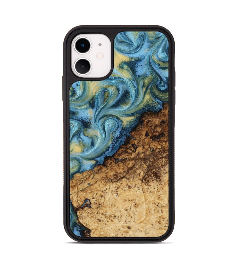 iPhone 11 Wood Phone Case - Marlin (Teal & Gold, 817674)