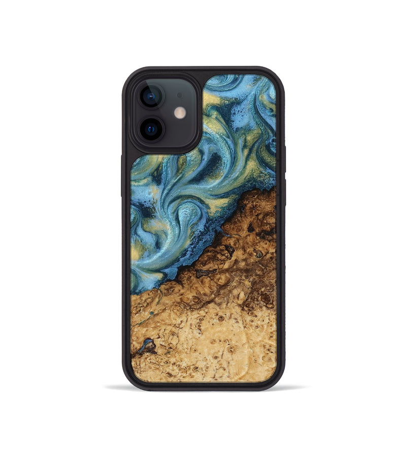 iPhone 12 mini Wood Phone Case - Marlin (Teal & Gold, 817674)