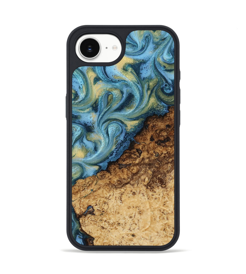 iPhone 16e Wood Phone Case - Marlin (Teal & Gold, 817674)