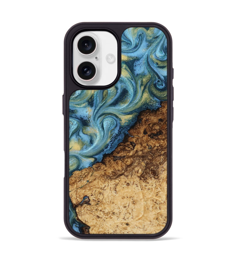 iPhone 17 Wood Phone Case - Marlin (Teal & Gold, 817674)