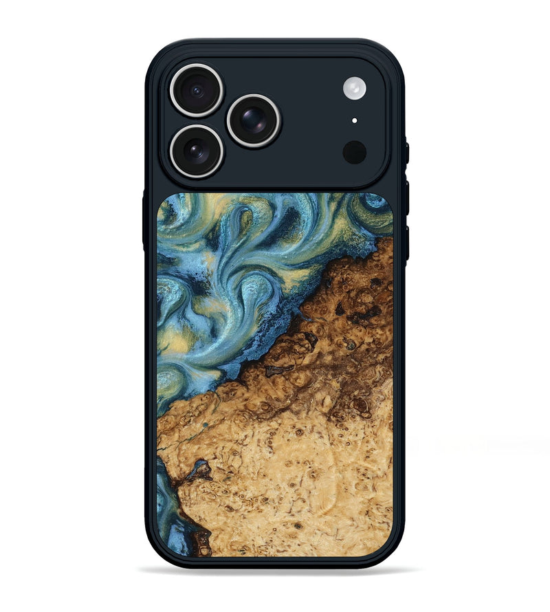 iPhone 17 Pro Max Wood Phone Case - Marlin (Teal & Gold, 817674)