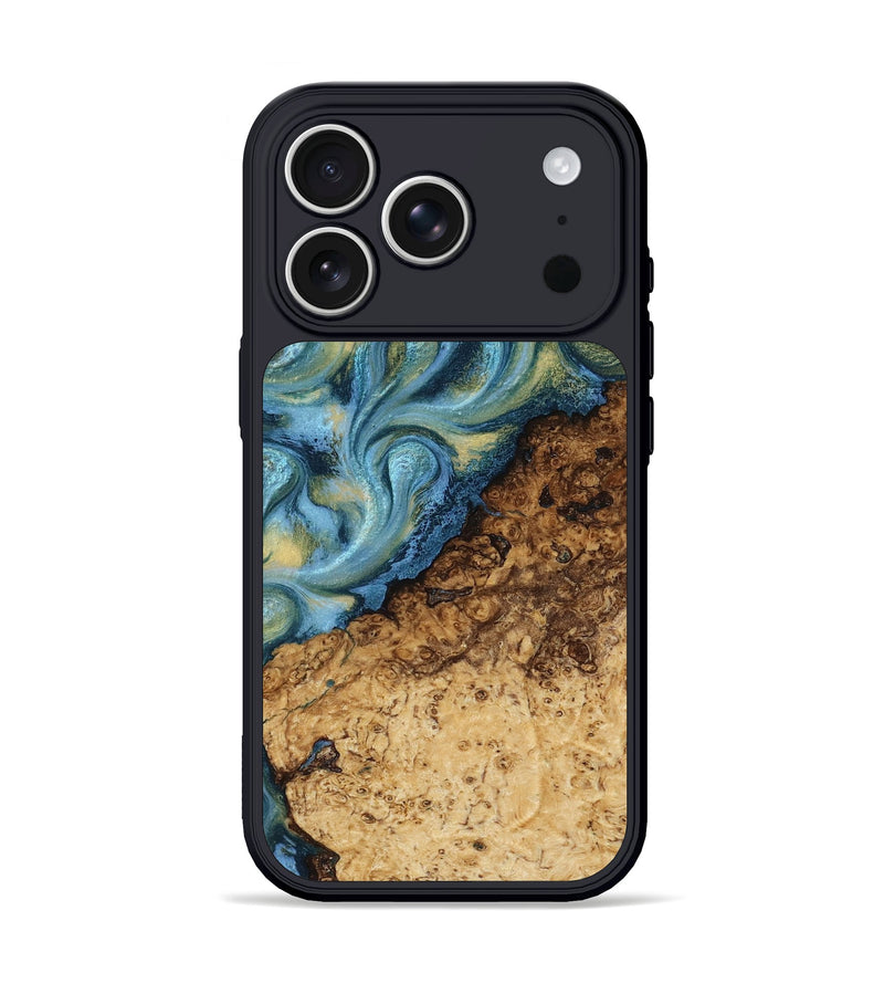 iPhone 17 Pro Wood Phone Case - Marlin (Teal & Gold, 817674)