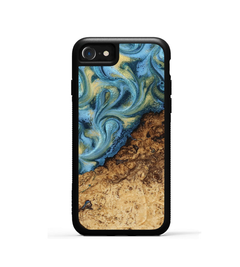 iPhone SE Wood Phone Case - Marlin (Teal & Gold, 817674)