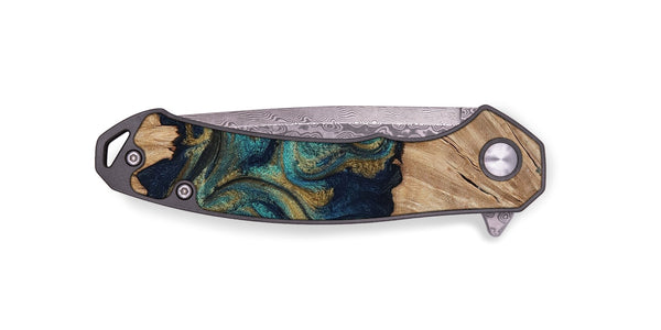 EDC Wood Pocket Knife - Kayli (Teal & Gold, 817675)
