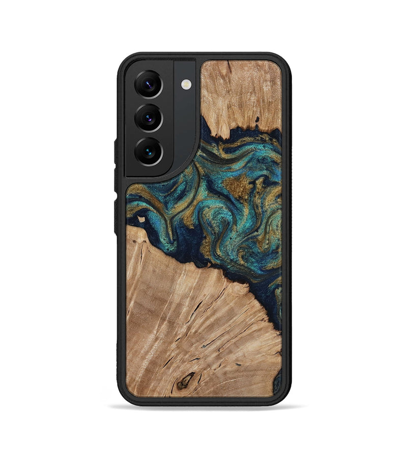 Galaxy S22 Wood Phone Case - Kayli (Teal & Gold, 817675)
