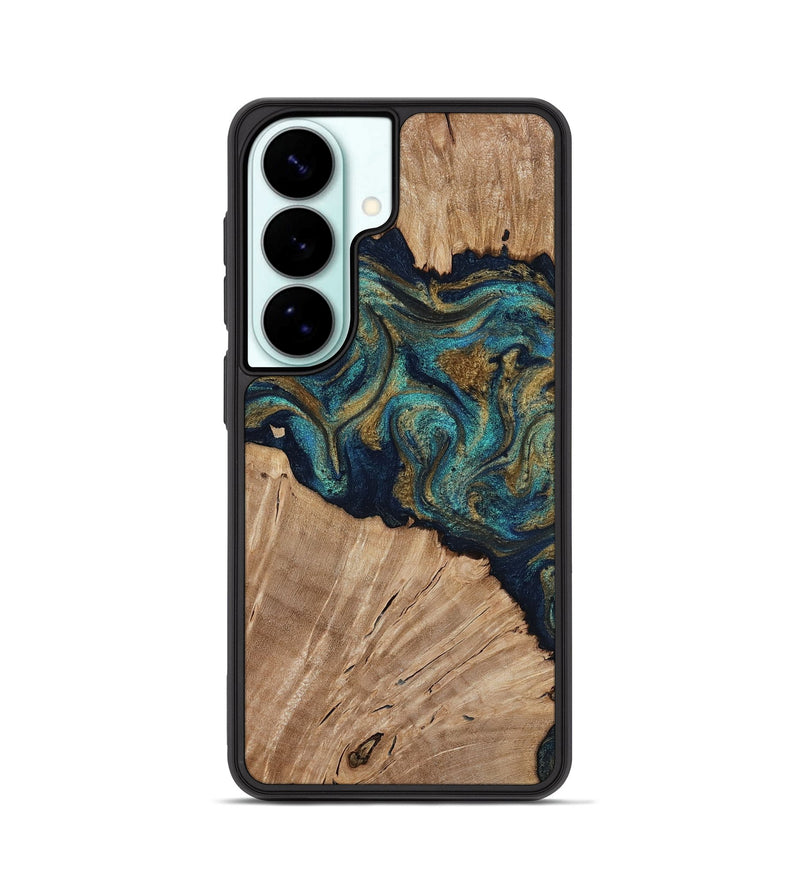 Galaxy S26 Wood Phone Case - Kayli (Teal & Gold, 817675)