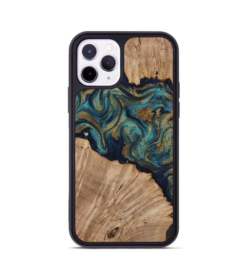 iPhone 11 Pro Wood Phone Case - Kayli (Teal & Gold, 817675)