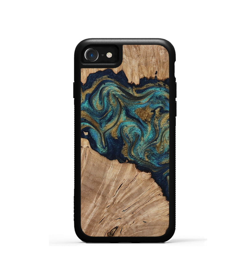 iPhone SE Wood Phone Case - Kayli (Teal & Gold, 817675)