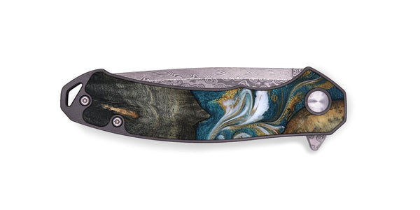 EDC Wood Pocket Knife - Roslyn (Teal & Gold, 817684)