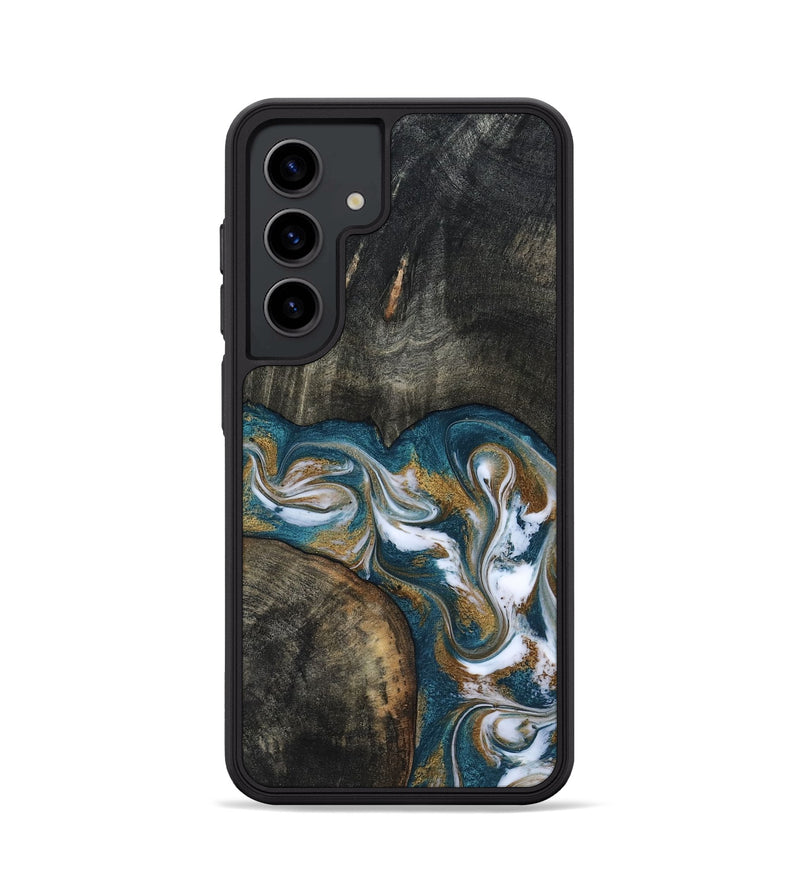 Galaxy S24 Wood Phone Case - Roslyn (Teal & Gold, 817684)