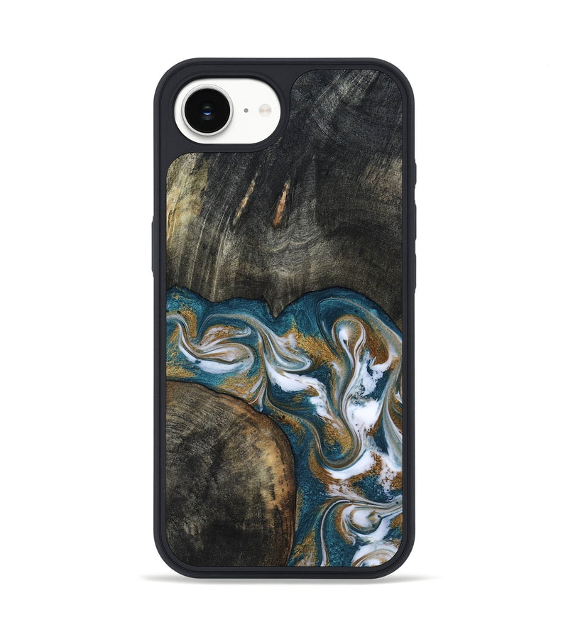 iPhone 17e Wood Phone Case - Roslyn (Teal & Gold, 817684)