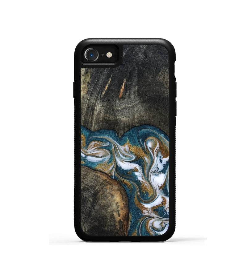 iPhone SE Wood Phone Case - Roslyn (Teal & Gold, 817684)