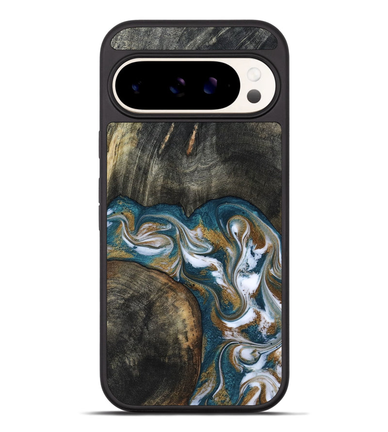 Pixel 9 Pro XL Wood Phone Case - Roslyn (Teal & Gold, 817684)