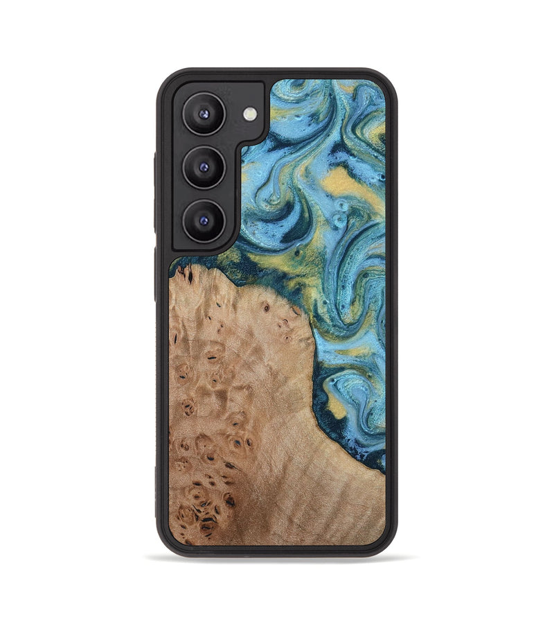 Galaxy S23 Wood Phone Case - Kianna (Teal & Gold, 817685)