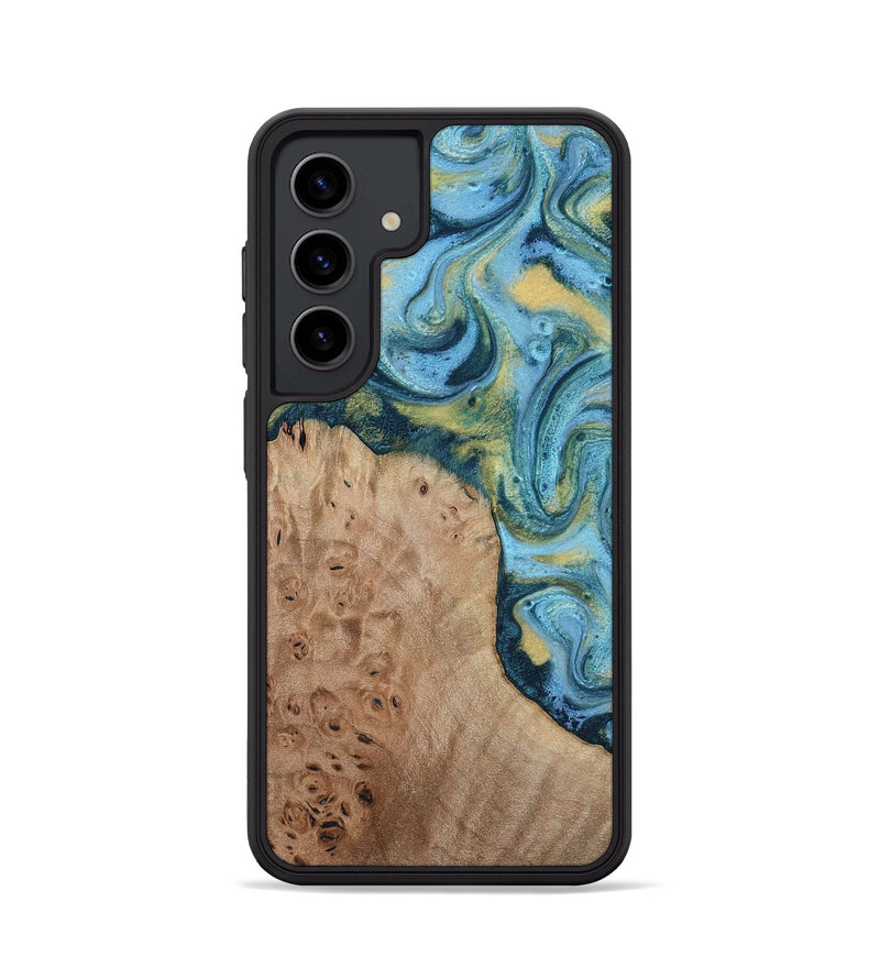 Galaxy S24 Wood Phone Case - Kianna (Teal & Gold, 817685)
