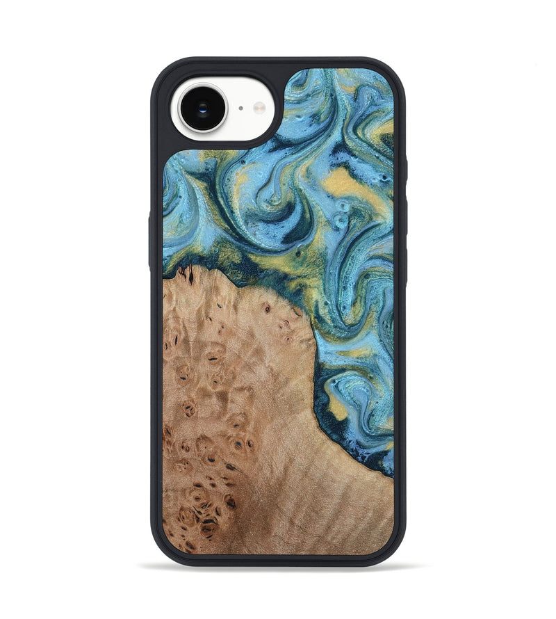 iPhone 17e Wood Phone Case - Kianna (Teal & Gold, 817685)