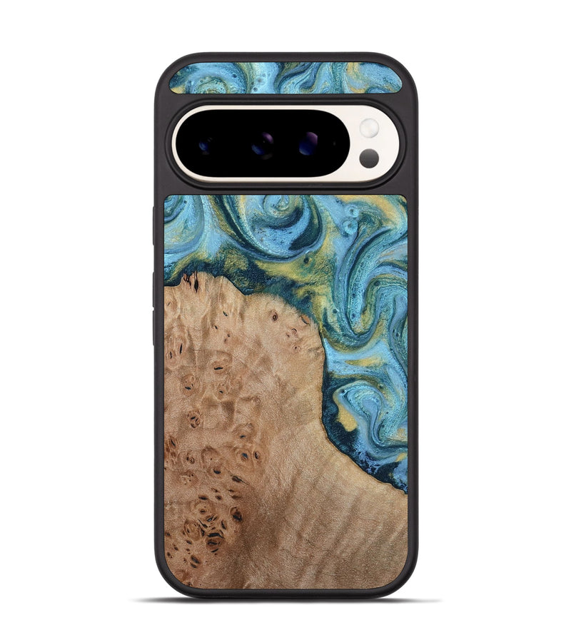 Pixel 9 Wood Phone Case - Kianna (Teal & Gold, 817685)