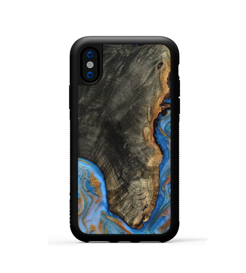 iPhone Xs Wood Phone Case - Aidyn (Teal & Gold, 817686)