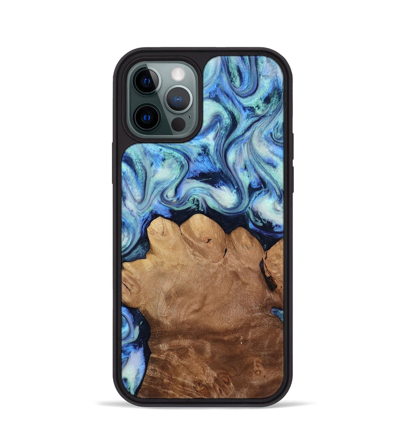 iPhone 12 Pro Wood Phone Case - Darrick (Blue, 817687)