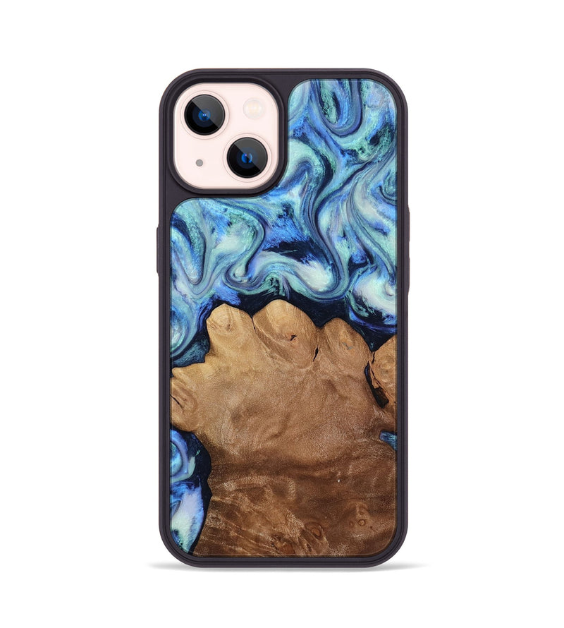 iPhone 14 Wood Phone Case - Darrick (Blue, 817687)