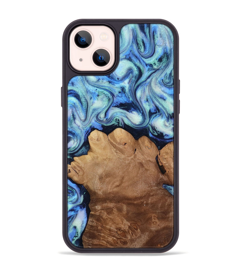 iPhone 14 Plus Wood Phone Case - Darrick (Blue, 817687)