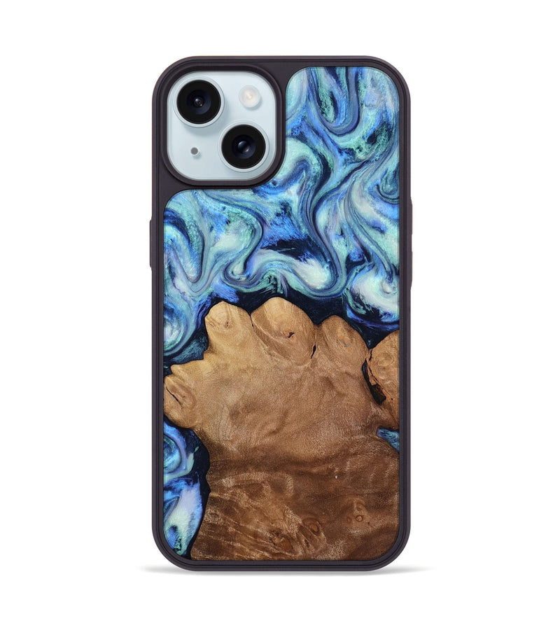 iPhone 15 Wood Phone Case - Darrick (Blue, 817687)
