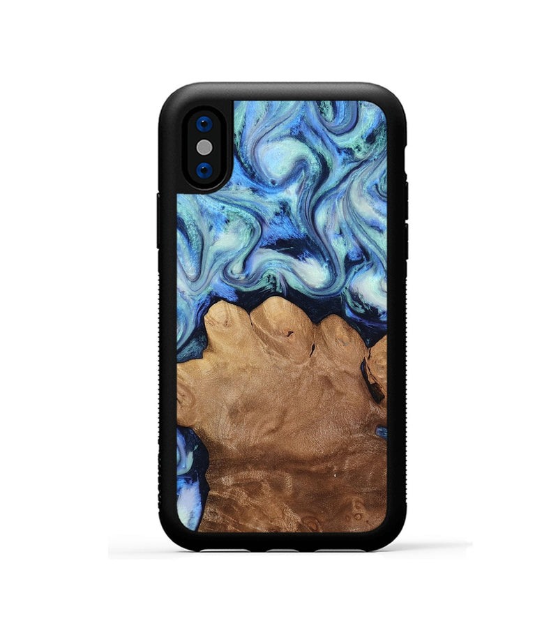 iPhone Xs Wood Phone Case - Darrick (Blue, 817687)