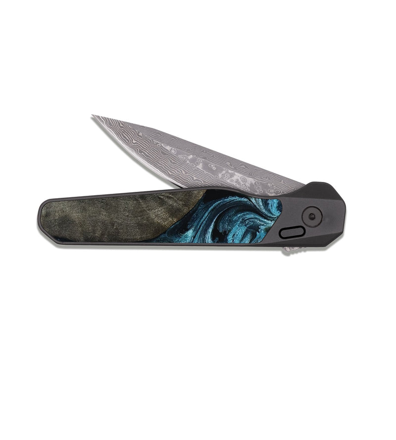 EDC Dark Damascus Wood Pocket Knife - Grady (Blue, 817688)
