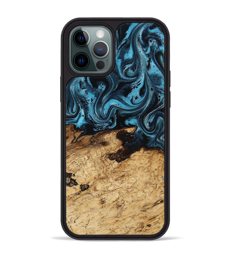 iPhone 12 Pro Max Wood Phone Case - Maximus (Blue, 817691)