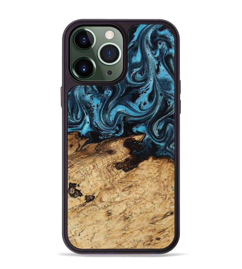 iPhone 13 Pro Max Wood Phone Case - Maximus (Blue, 817691)