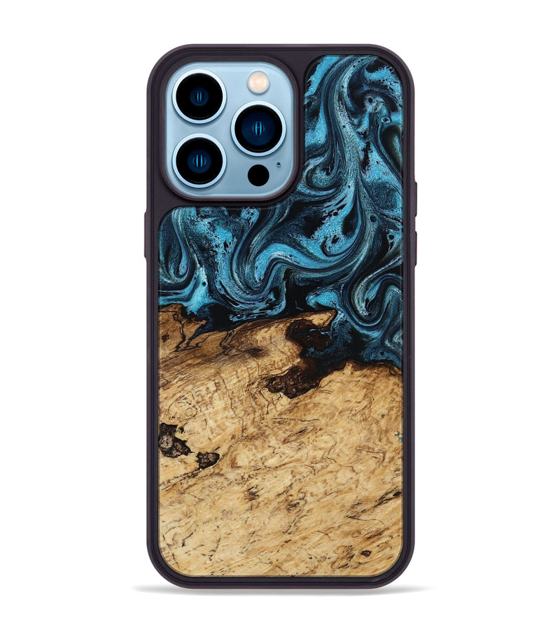 iPhone 14 Pro Max Wood Phone Case - Maximus (Blue, 817691)
