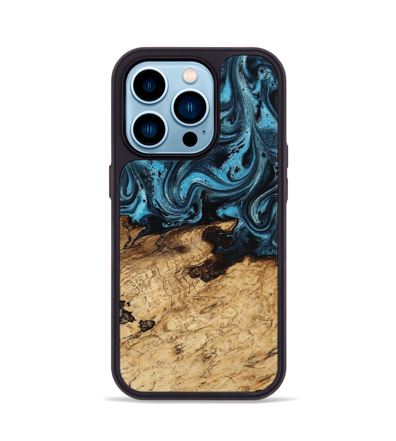 iPhone 14 Pro Wood Phone Case - Maximus (Blue, 817691)