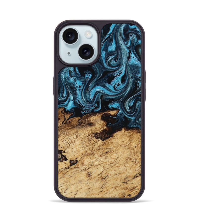 iPhone 15 Wood Phone Case - Maximus (Blue, 817691)