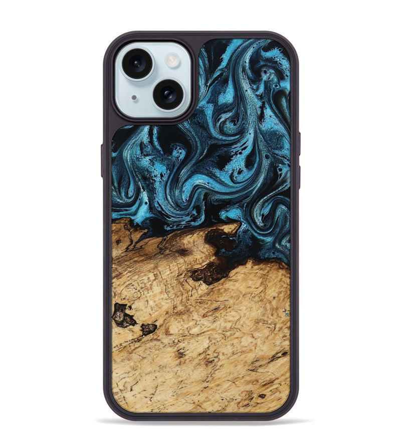 iPhone 15 Plus Wood Phone Case - Maximus (Blue, 817691)