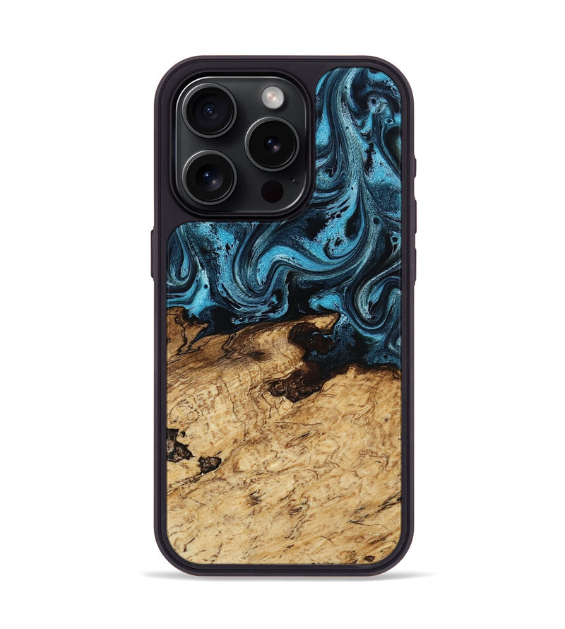 iPhone 15 Pro Wood Phone Case - Maximus (Blue, 817691)