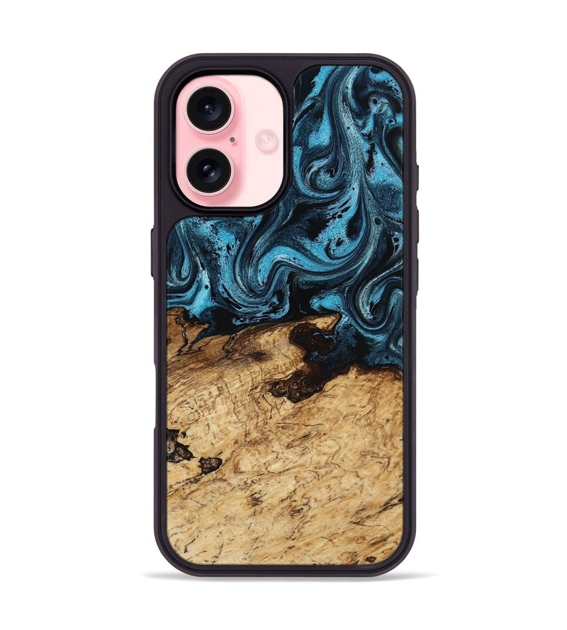 iPhone 16 Wood Phone Case - Maximus (Blue, 817691)
