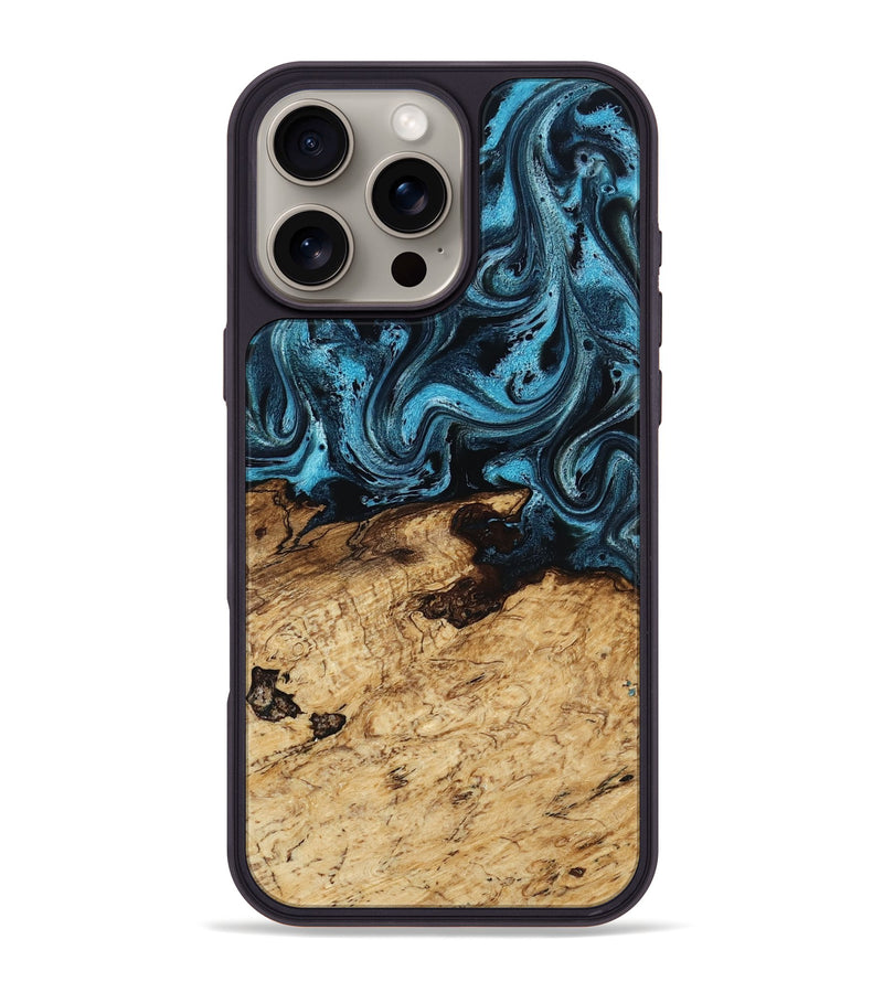 iPhone 16 Pro Max Wood Phone Case - Maximus (Blue, 817691)