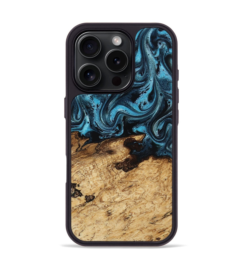 iPhone 16 Pro Wood Phone Case - Maximus (Blue, 817691)