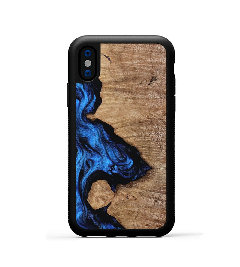 iPhone Xs Wood Phone Case - Maggie (Blue, 817695)