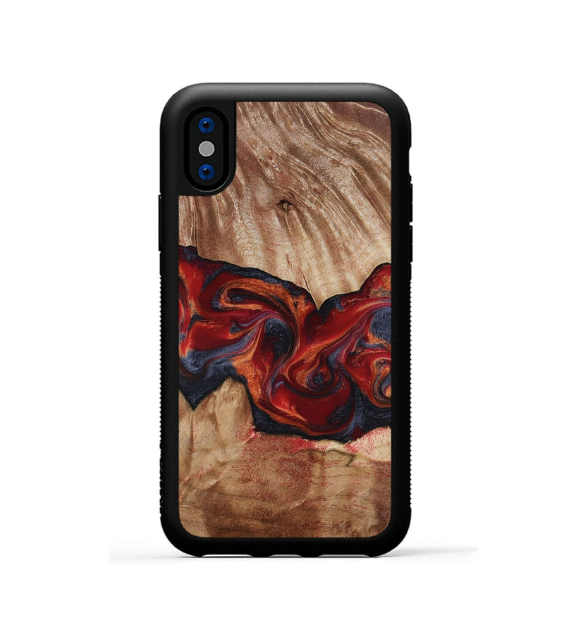 iPhone Xs Wood Phone Case - Tiara (Red, 817699)