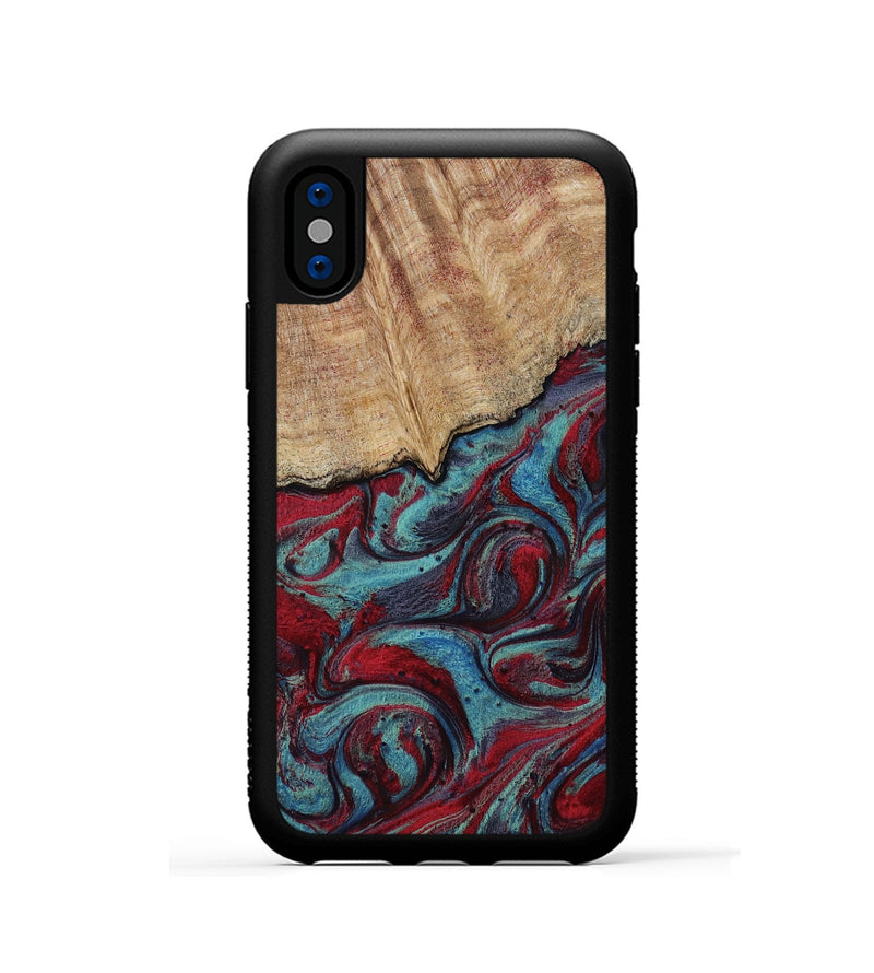 iPhone Xs Wood Phone Case - Una (Red, 817700)