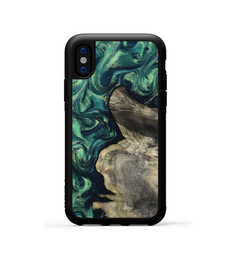 iPhone Xs Wood Phone Case - Alanna (Green, 817707)