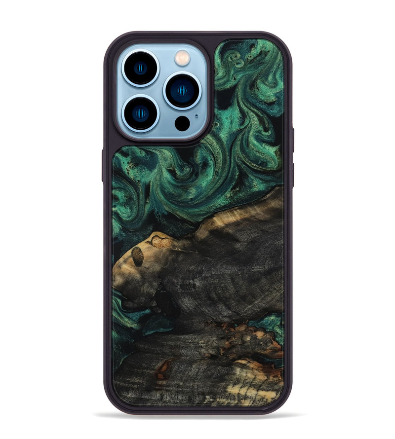 iPhone 14 Pro Max Wood Phone Case - Leda (Green, 817709)