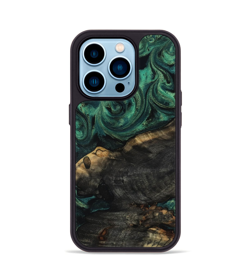 iPhone 14 Pro Wood Phone Case - Leda (Green, 817709)