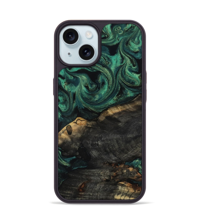 iPhone 15 Wood Phone Case - Leda (Green, 817709)